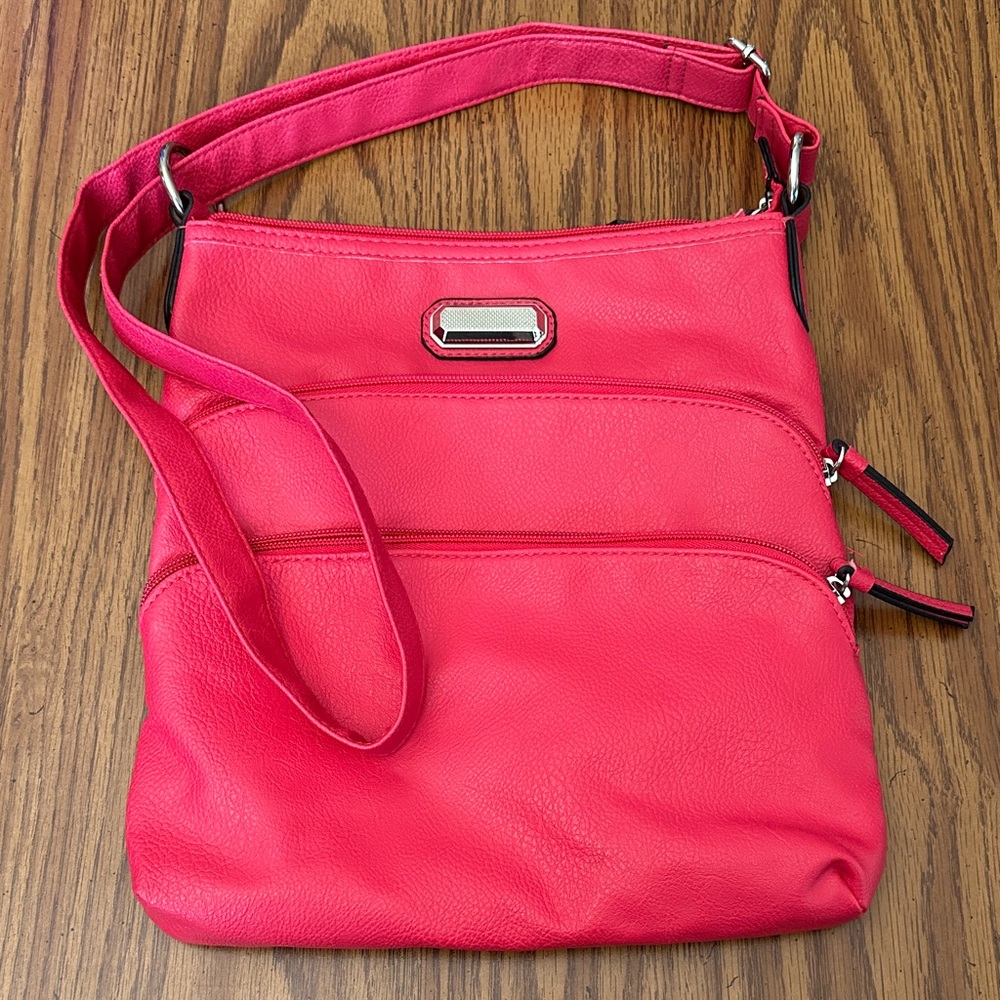 Pink shoulder Bag, dark pink crossbody purse, bright pink medium bag, soft tote
